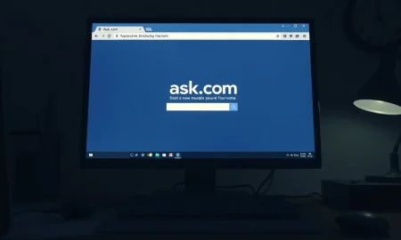 Ask.com website shutdown notice on a computer monitor
