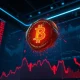 A glowing asteroid-shaped cryptocurrency token breaking through a dark digital stock chart with red downward arrows, symbolizing a price crash and whale sell-off.