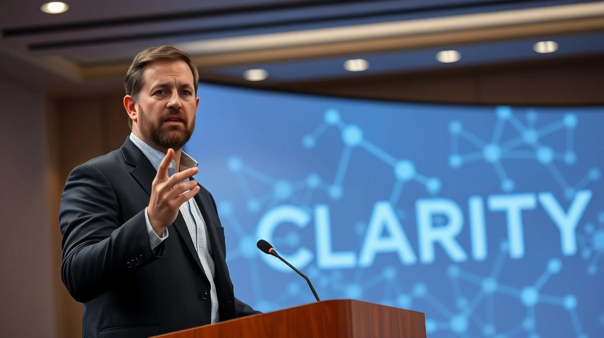 Ripple CEO Brad Garlinghouse speaking at a press conference about the CLARITY Act
