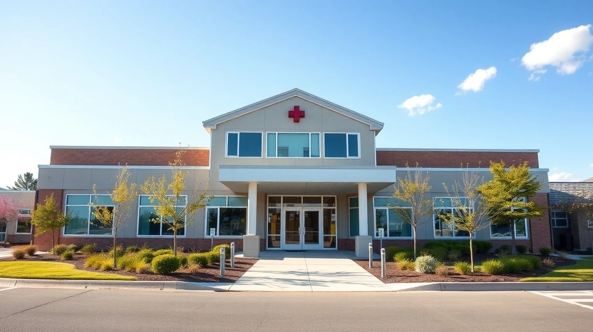 Modern senior living facility exterior on a sunny day, representing CareTrust REIT's healthcare real estate portfolio.