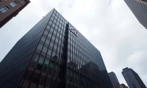 Exterior of Citigroup headquarters in New York City on a cloudy day