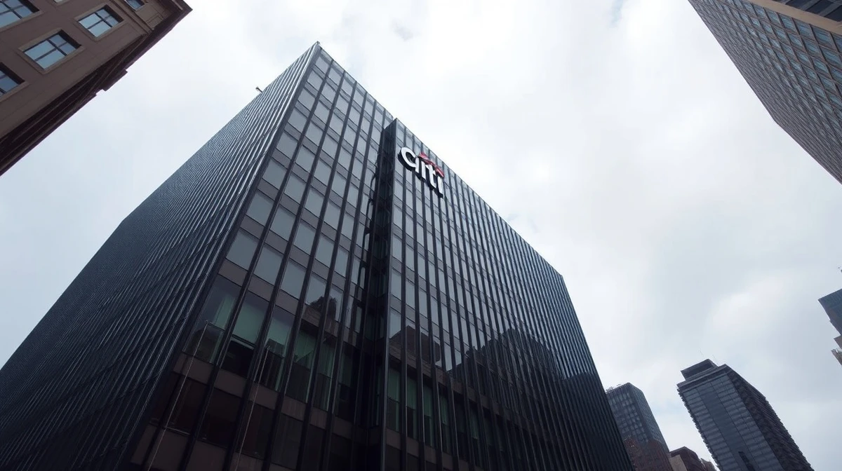 Exterior of Citigroup headquarters in New York City on a cloudy day