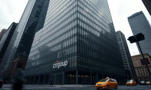 Citigroup headquarters building in New York City on a cloudy day