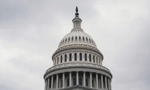 US Capitol building on a cloudy day representing legislative uncertainty over the CLARITY Act