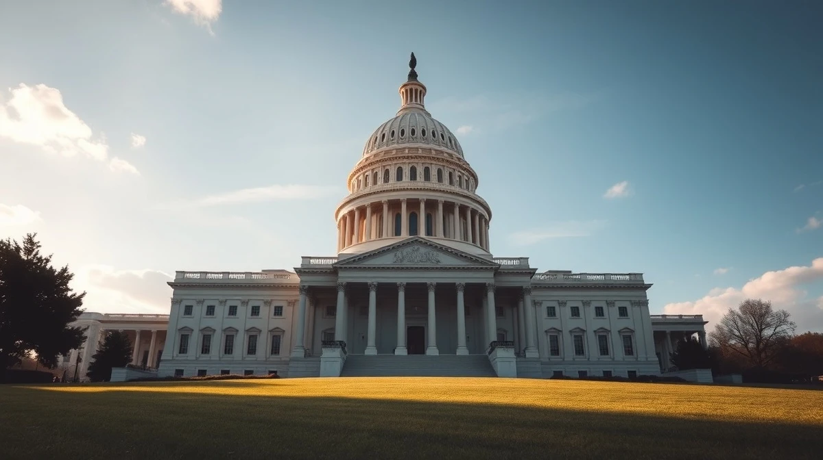United States Capitol building on a sunny day, symbolizing the upcoming Senate committee vote on the CLARITY Act.