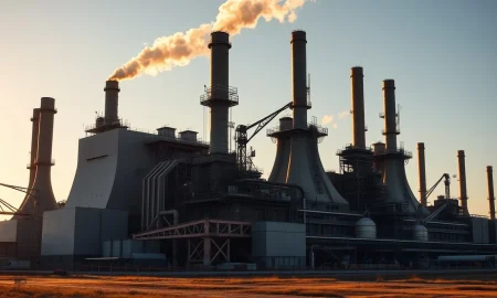 Aerial view of a large steel manufacturing plant at sunrise, representing Cleveland-Cliffs industrial operations.