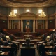 US Senate chamber during session with lawmakers debating financial legislation