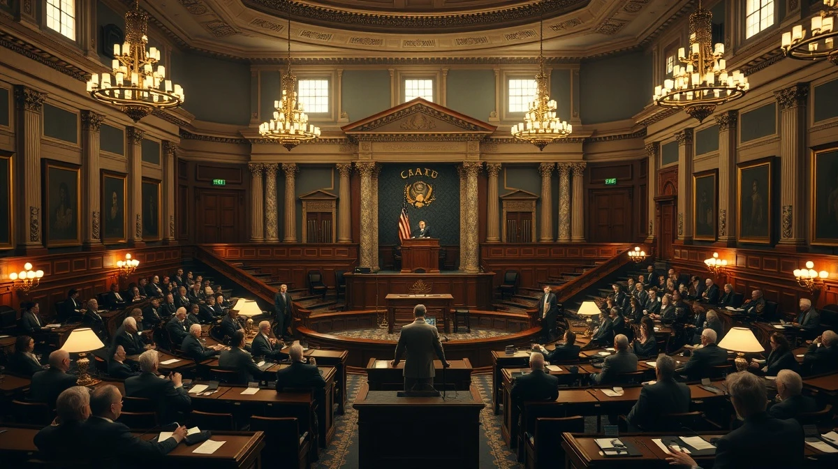 US Senate chamber during session with lawmakers debating financial legislation