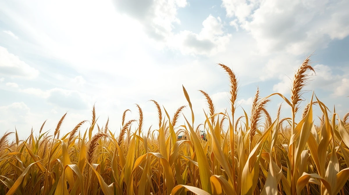 Corn field under partly cloudy sky reflecting subdued commodity market sentiment