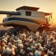 Cotton harvester in a field at sunset, representing the cotton commodity market.