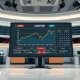 Financial news studio screen showing AUD/USD chart and CPI/PPI economic calendar