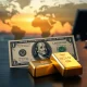 US dollar banknote and gold bar on desk representing forex and precious metals market reaction to geopolitical news