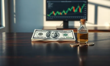 US Dollar banknote with oil and reserve assets on desk, representing currency support factors