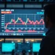 Analyst monitoring sideways DXY chart on trading floor screen
