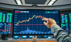 Analyst pointing at EUR/SEK chart showing rebound testing moving average resistance