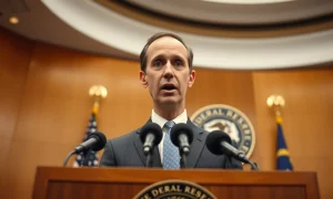 Chicago Federal Reserve President Austan Goolsbee speaking at a press conference about the labor market and monetary policy.