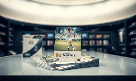 FIFA and Fanatics official trading cards and collectibles displayed on a table