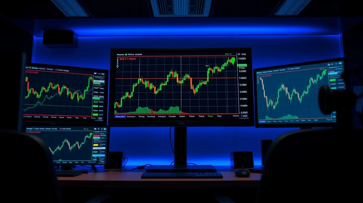 GBP/USD candlestick chart showing upward momentum approaching 1.3700 level on a trading monitor
