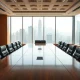 Empty boardroom with many chairs at Goldman Sachs headquarters in New York City