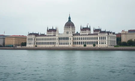 Hungarian Parliament building in Budapest on a cloudy day, representing economic policy and inflation analysis.