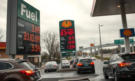 Gas station price sign showing high fuel costs amid rising inflation due to Iran conflict.