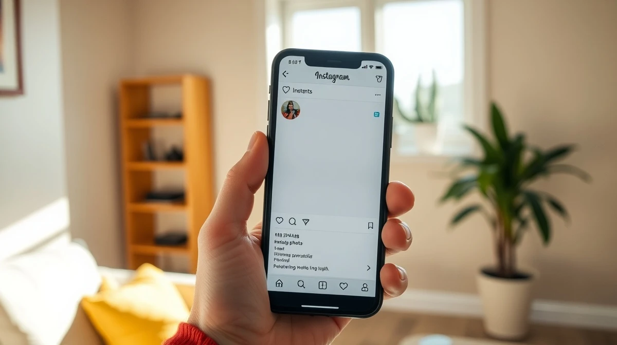Instagram Instants feature displayed on a smartphone in a sunlit room