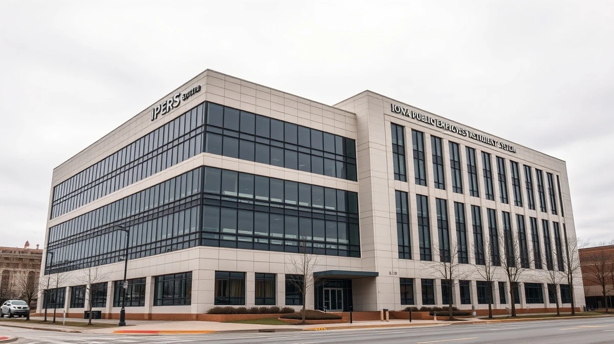 Exterior of the Iowa Public Employees' Retirement System (IPERS) headquarters in Des Moines
