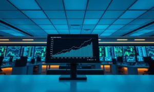 Modern trading floor with monitors displaying financial charts, representing Jane Street's record quarterly earnings.