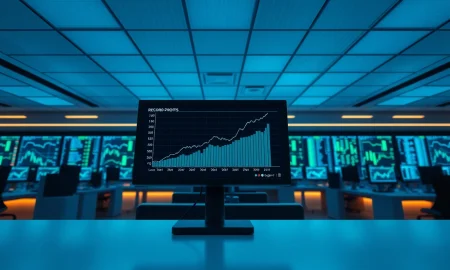 Modern trading floor with monitors displaying financial charts, representing Jane Street's record quarterly earnings.
