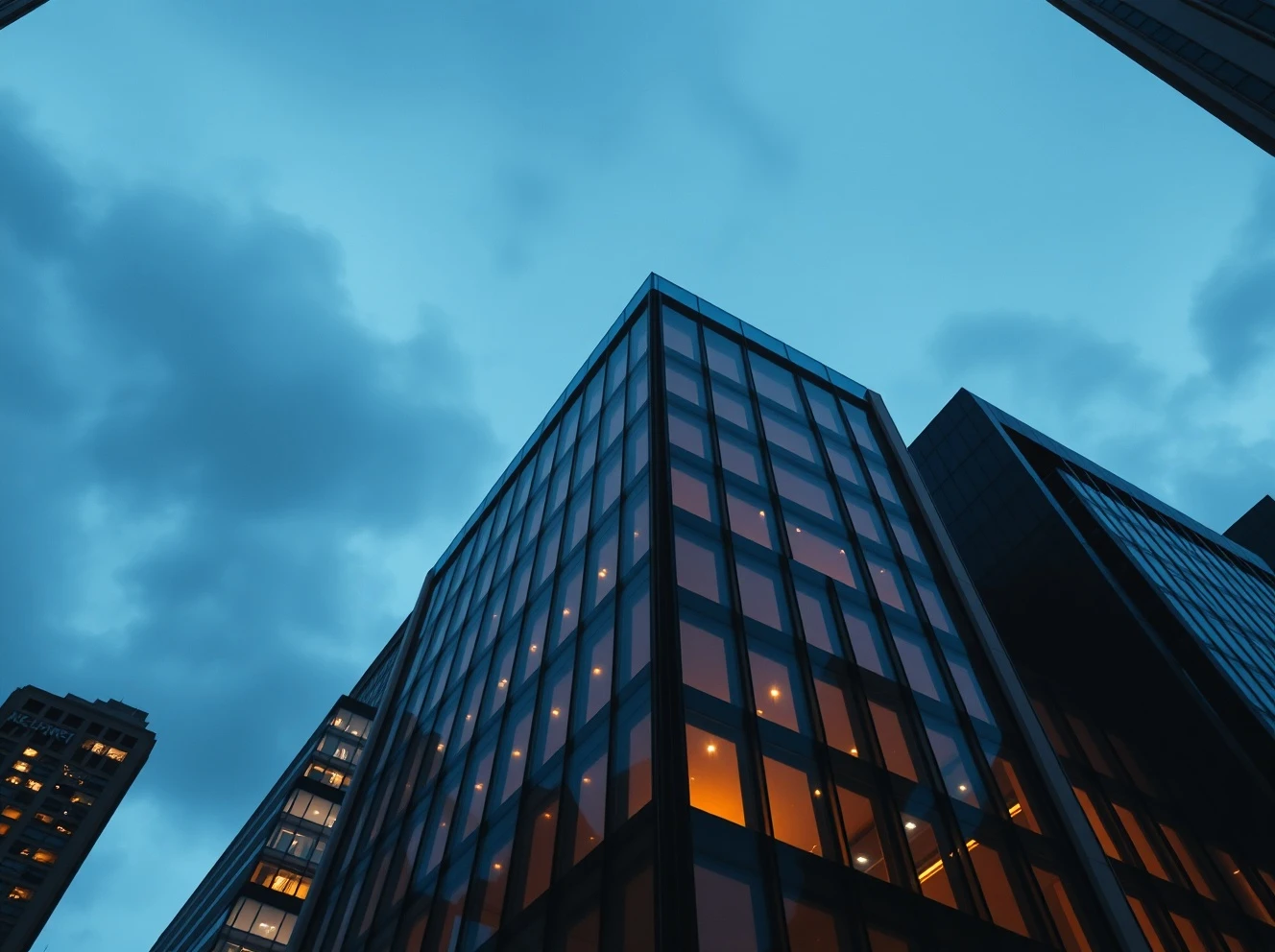 Exterior of a modern office building in Manhattan's Financial District at dusk, representing Jane Street's headquarters.
