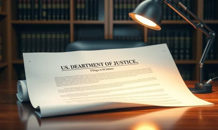 A US legal filing document on a desk, representing Jho Low's pardon request.