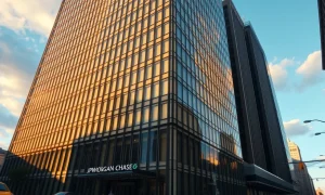 JPMorgan Chase headquarters in New York City during golden hour