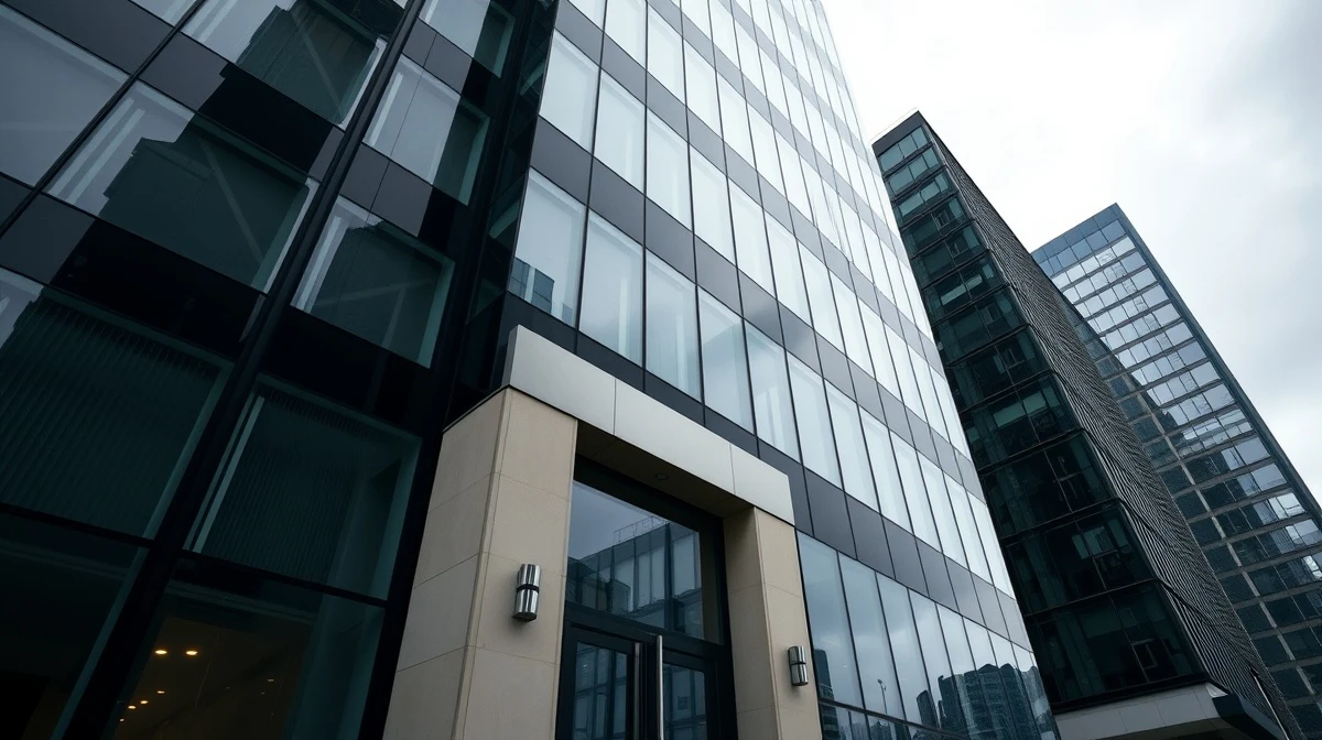 Exterior of a modern corporate office building in London, representing Jusan's UK operations
