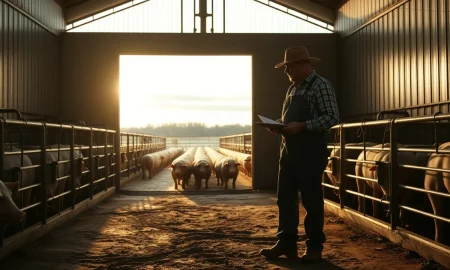 A commercial hog barn in Iowa, where a pseudorabies case was confirmed, putting pressure on lean hog futures.