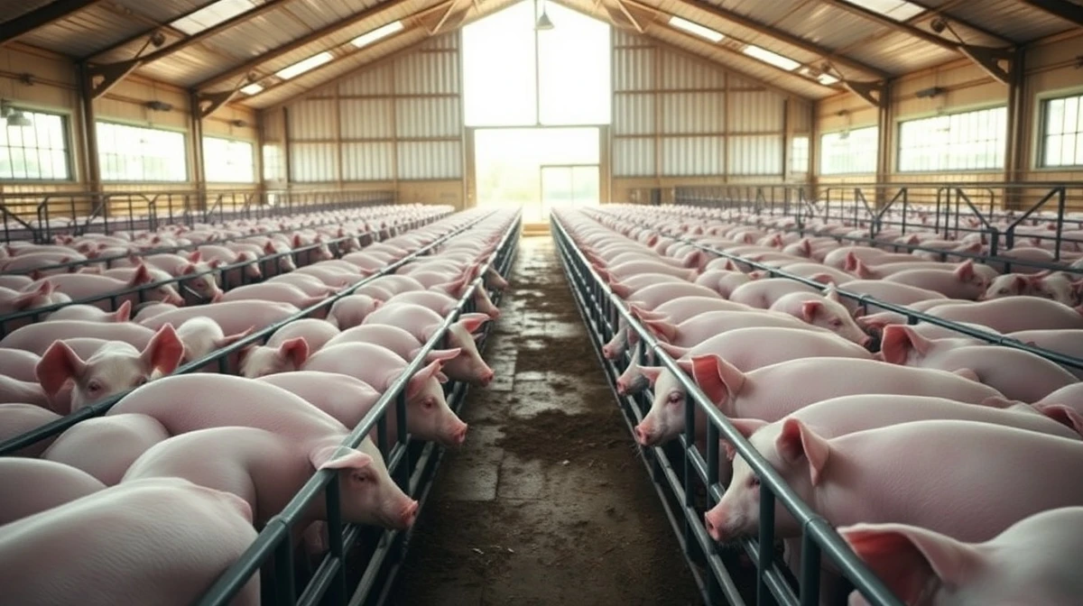 Hogs in a modern barn facility representing the agricultural commodities market