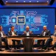 Five AI industry leaders in discussion on stage at the Milken Global Conference 2026 in Beverly Hills