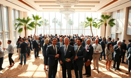 Financiers and investors networking at the Milken Institute Global Conference in Beverly Hills