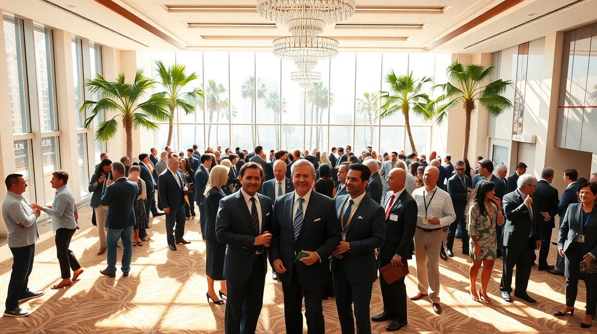 Financiers and investors networking at the Milken Institute Global Conference in Beverly Hills