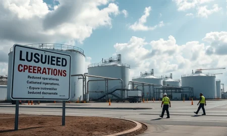 US LNG export terminal with reduced operations due to seasonal maintenance, natural gas prices decline.