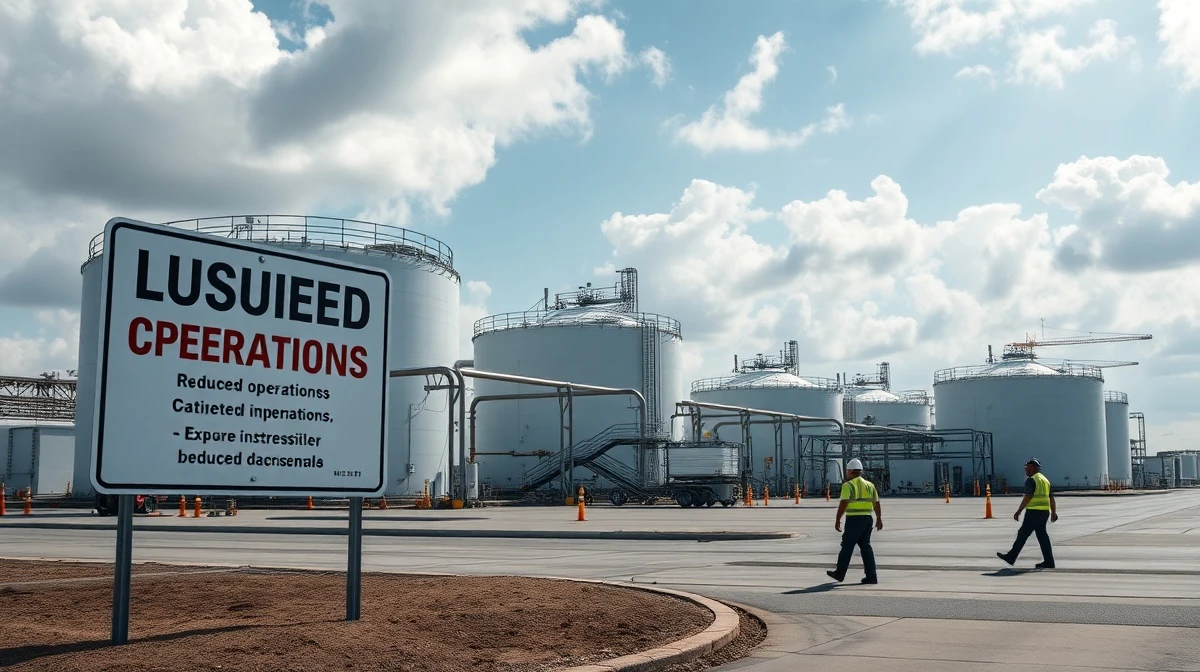 US LNG export terminal with reduced operations due to seasonal maintenance, natural gas prices decline.