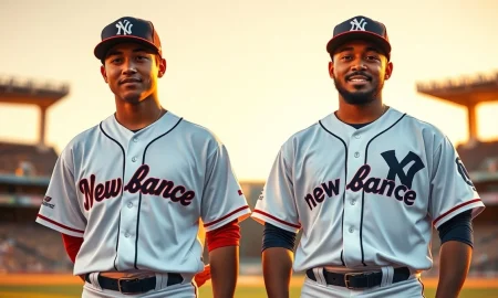 Shohei Ohtani and Francisco Lindor in New Balance uniforms, representing the brand's family-oriented baseball marketing strategy