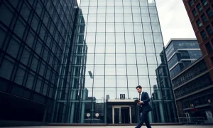Modern corporate office building in London representing Capita headquarters under overcast sky