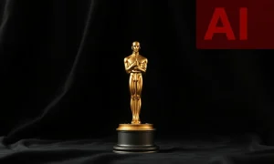 Oscar statuette with AI ban overlay representing new Academy Awards eligibility rules