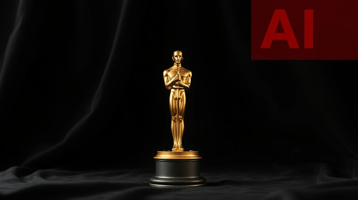 Oscar statuette with AI ban overlay representing new Academy Awards eligibility rules