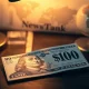 British Pound and US Dollar banknotes on a desk with a globe and newspaper in the background