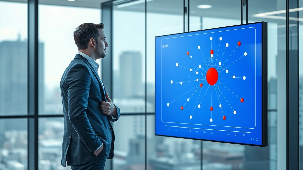 Financial analyst studying a data visualization showing concentration risk versus diversification in a portfolio.