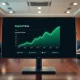 Professional office setting with digital screen showing Ripple Prime lending chart and blurred business meeting in background
