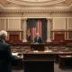 Senate chamber during a session with a senator at the podium, symbolizing the Crypto Clarity Act review.