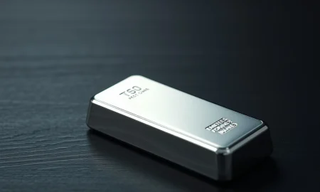 A polished silver bar on a dark wooden surface with soft studio lighting.