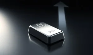 Silver bar with upward trend glow representing price rally to $86.00